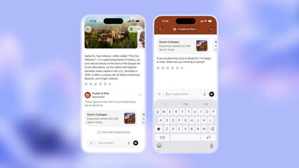 OpenAI에서 제공하는 ChatGPT 광고의 예시입니다.
