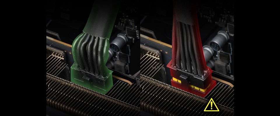 過熱したコネクタを示す MSI GPU セーフガード プラスのデモ画像。