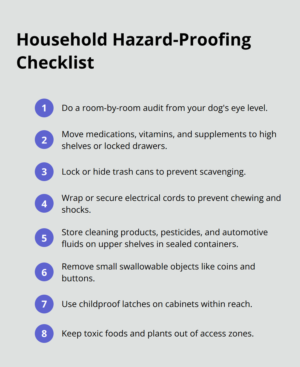 미국 가정에서 반려견의 위험을 줄이기 위한 간단한 단계 체크리스트