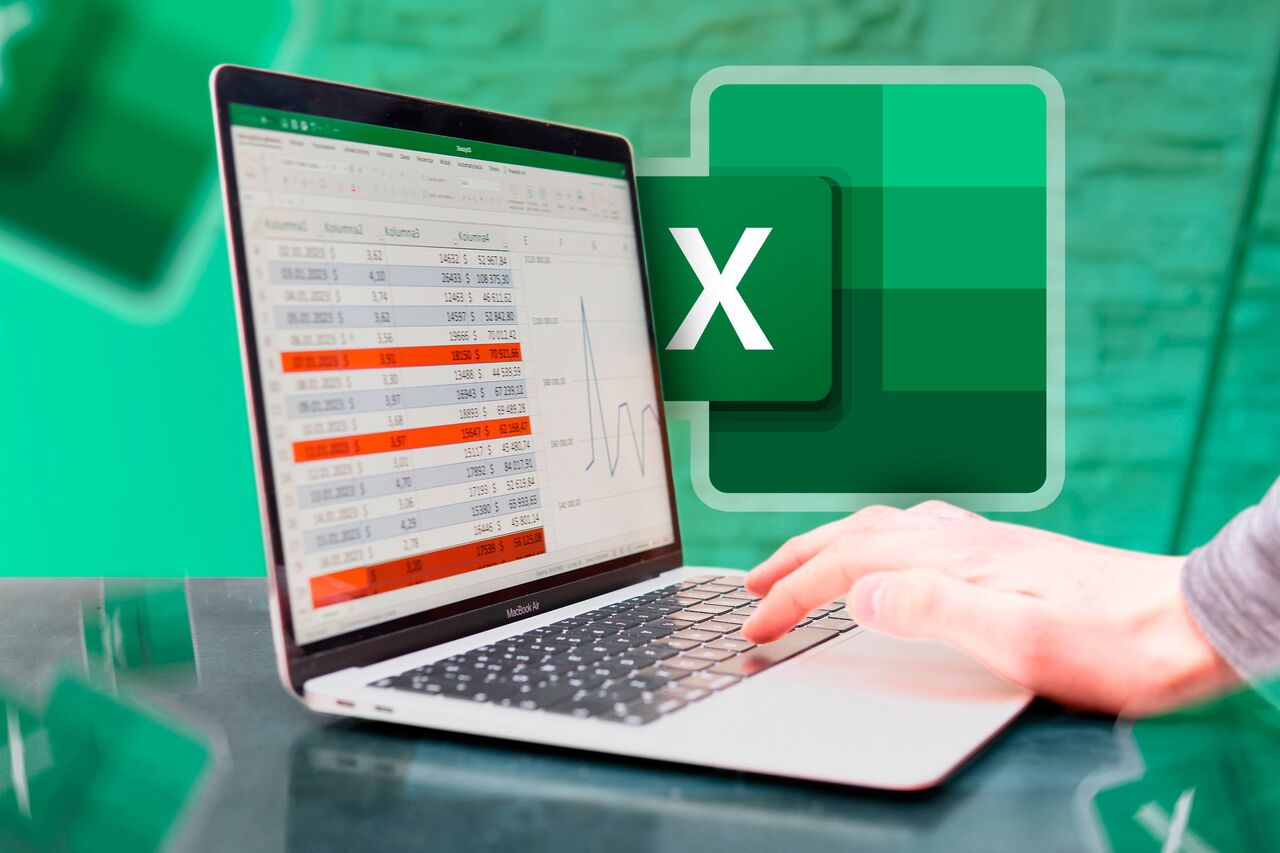 Microsoft Excel アプリがインストールされたラップトップ。