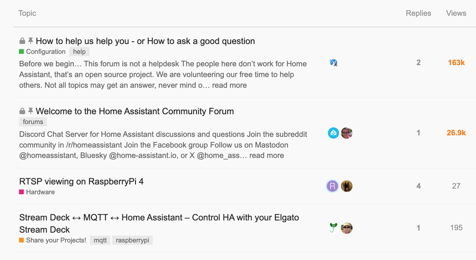 ホーム アシスタント コミュニティ フォーラムのホームページ。