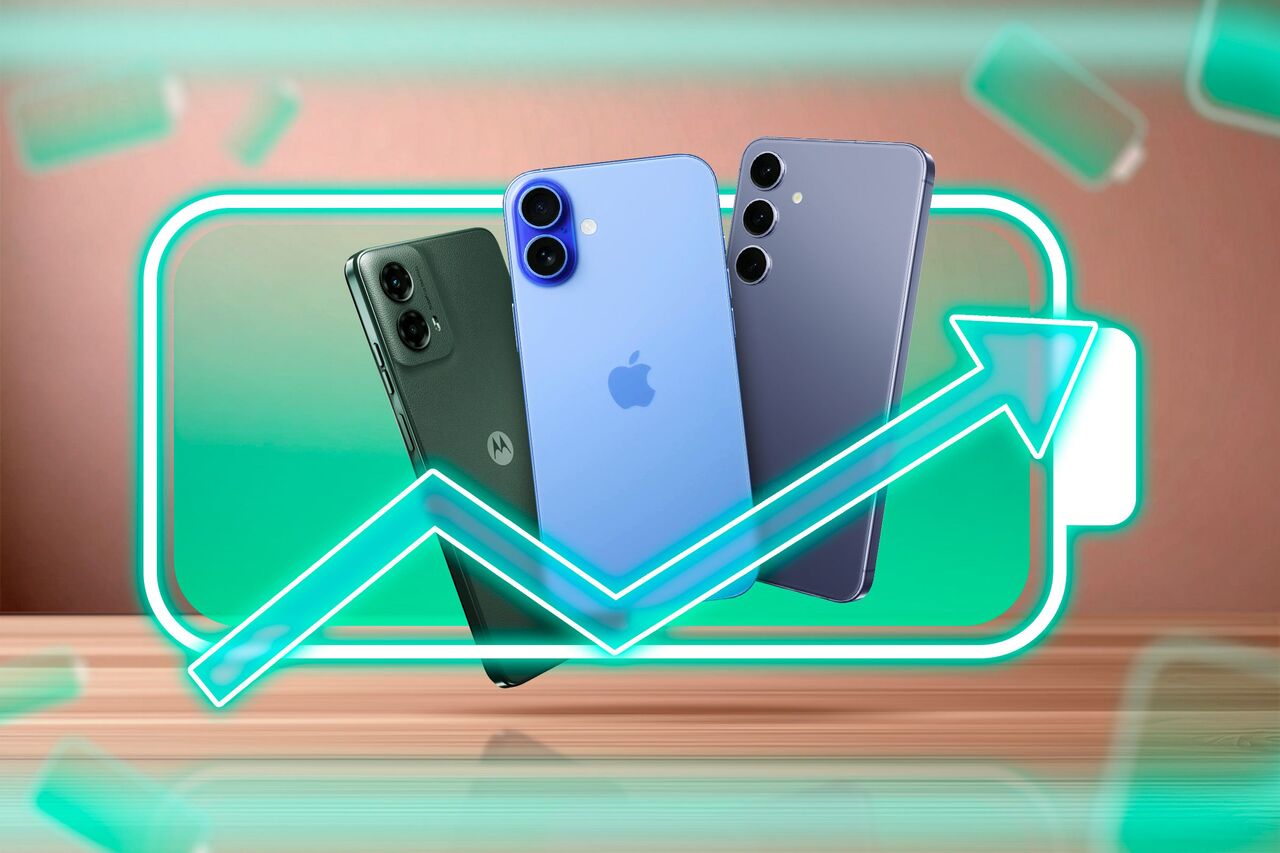 一部のスマートフォンには、背景に電池アイコンが表示され、改善を示す矢印が表示されます。