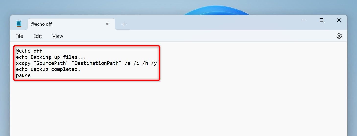 ファイルやフォルダをバックアップするためのバッチファイルです。