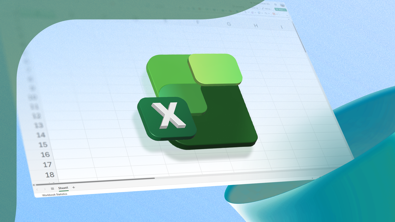 空のスプレッドシートの前にある Microsoft Excel ロゴの 3D イラストレーション。
