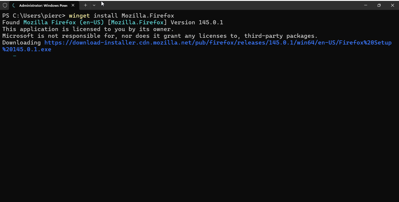 winget を使用してアプリをインストールします。