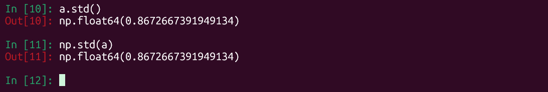 ランダムに生成された配列の NumPy 標準偏差。