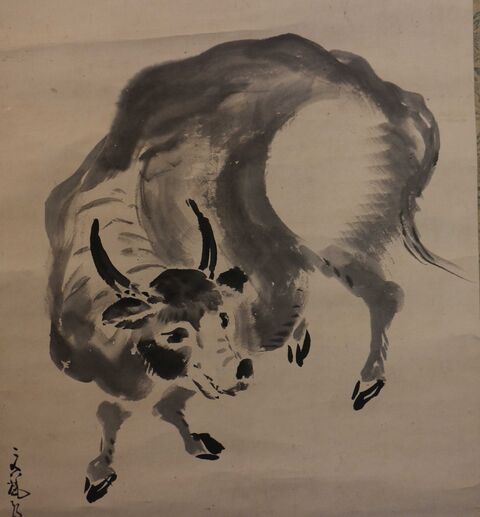 加藤文麗 画讃 水墨瀑布図 絹本掛軸一幅 落款印譜 肉筆画 模写 NO62