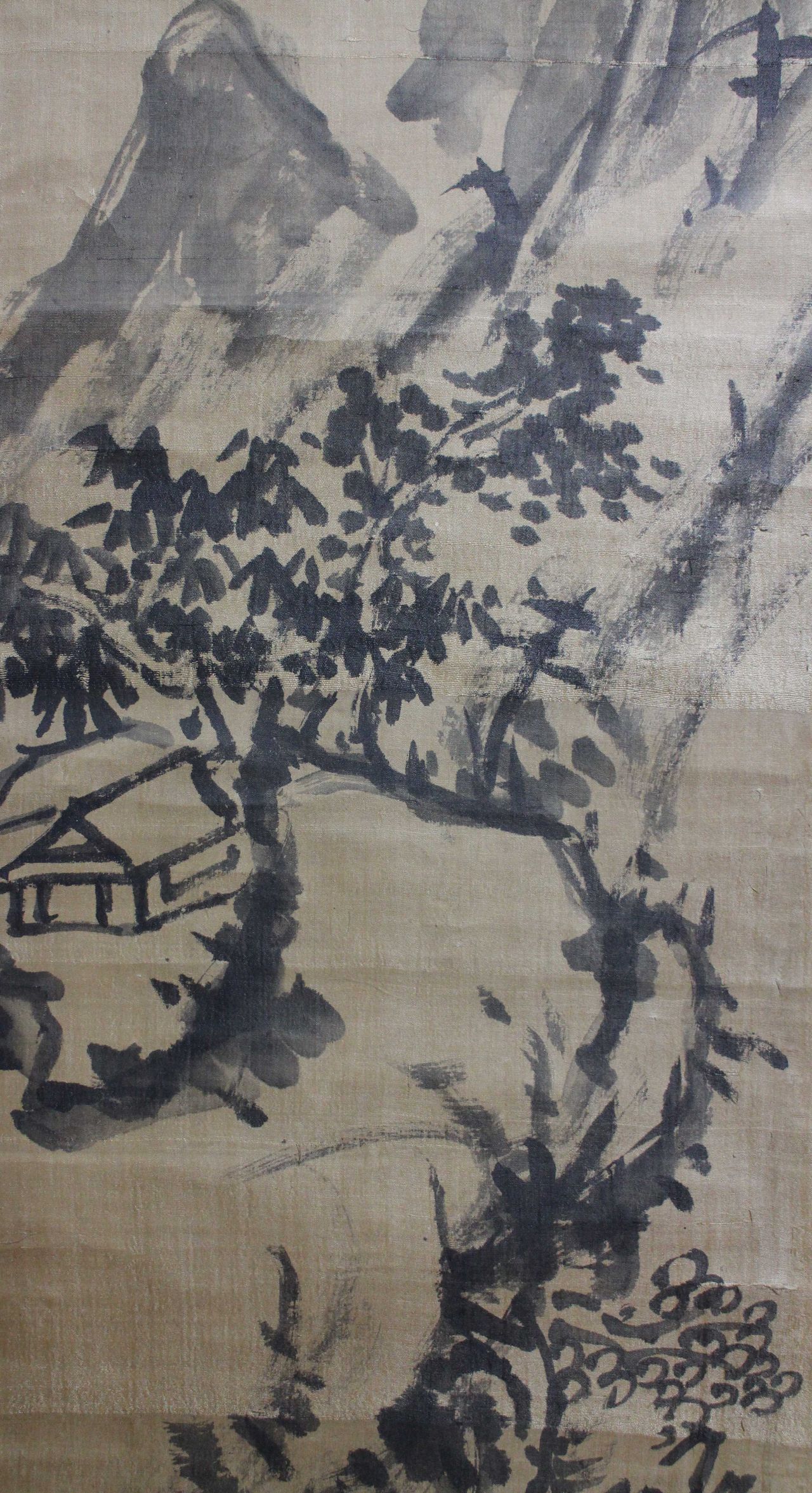 牧野梅僊 /秋景山水人物図】掛軸 山水画 江戸時代 忘れられた江戸人物