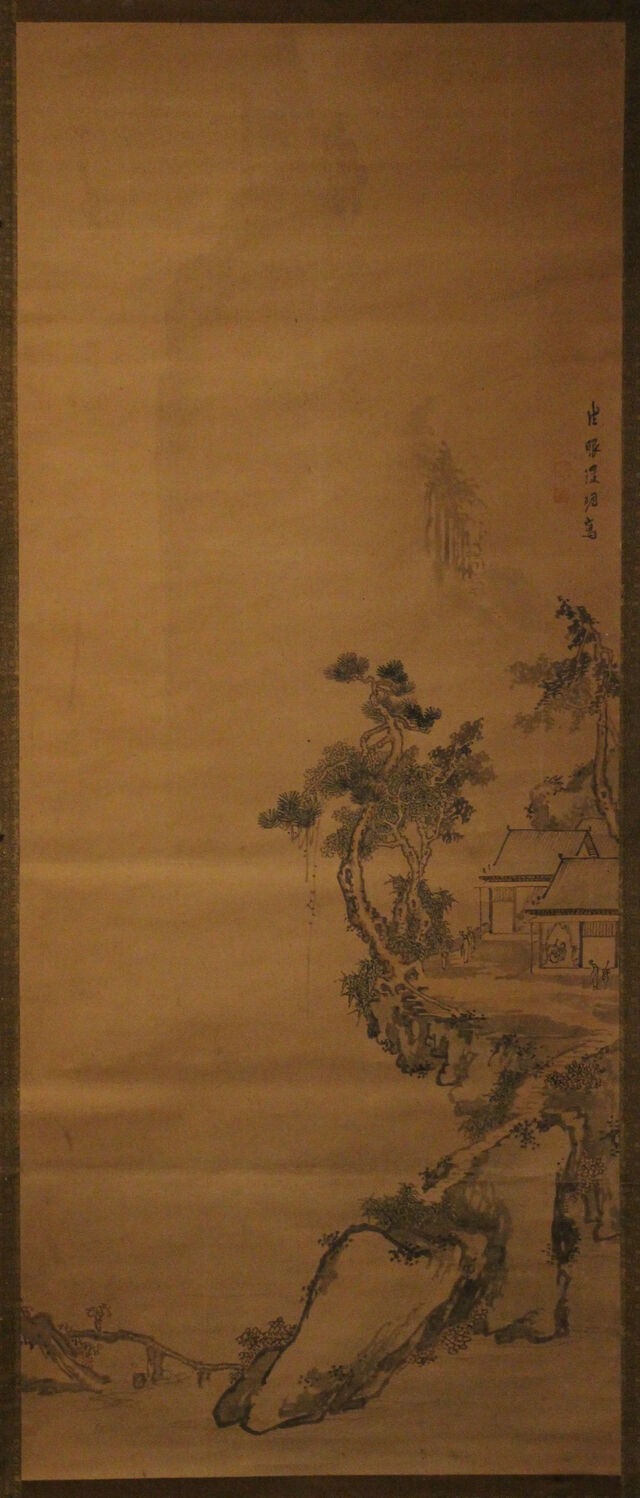 作者不詳/雨中嵐山図/山水図/嵐峡筏下図/掛軸/名家伝来/AE-70 心強い