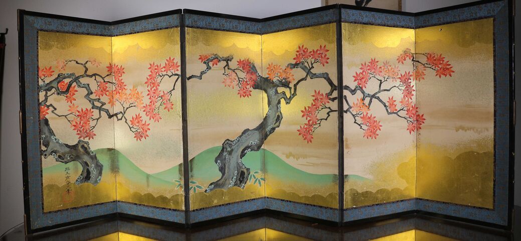 江戸後期 六曲屏風（6扇）画家コラージュ絵画 忘れられた江戸人物誌