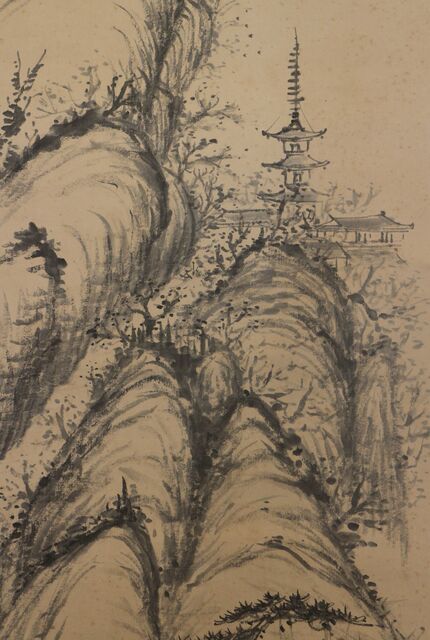 矢野鐵山/矢野鉄山/雪景山水人物画賛/山水図/掛軸/名家伝来/AD-62 掛軸 矢野鐡山(矢野鉄山)『九里峡霖雨図 熊野川』絹本 共箱付