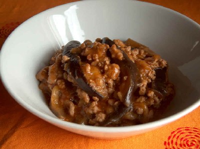 2008.12.13 aubergine & minced beef in ketchup sauce