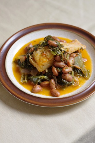 2023.11.23 salt cod with beans & greens