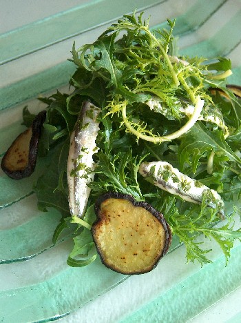 2008.10.20 mizuna & marinated anchovy salad