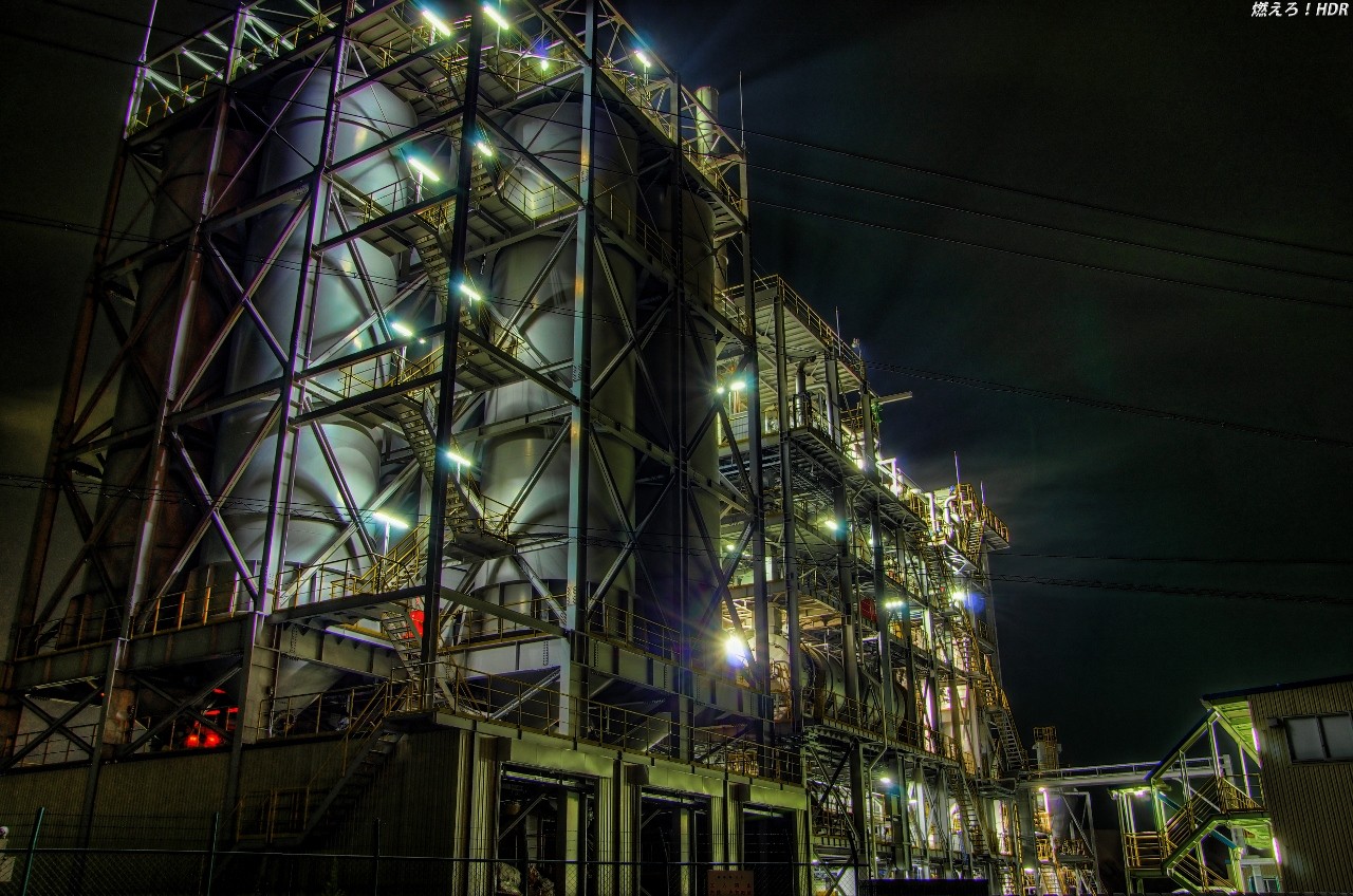 工場夜景 姫路 広畑埠頭 燃えろ Hdr