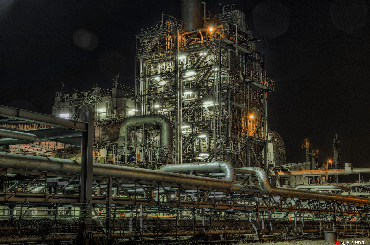 工場夜景 水島臨海工業地帯 燃えろ Hdr