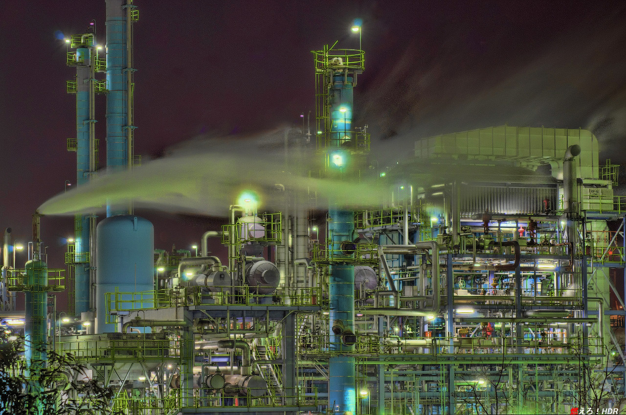 工場夜景 関西堺泉北臨海工業地帯 燃えろ Hdr 工場夜景 関西堺泉北臨海工業地帯 燃えろ Hdr
