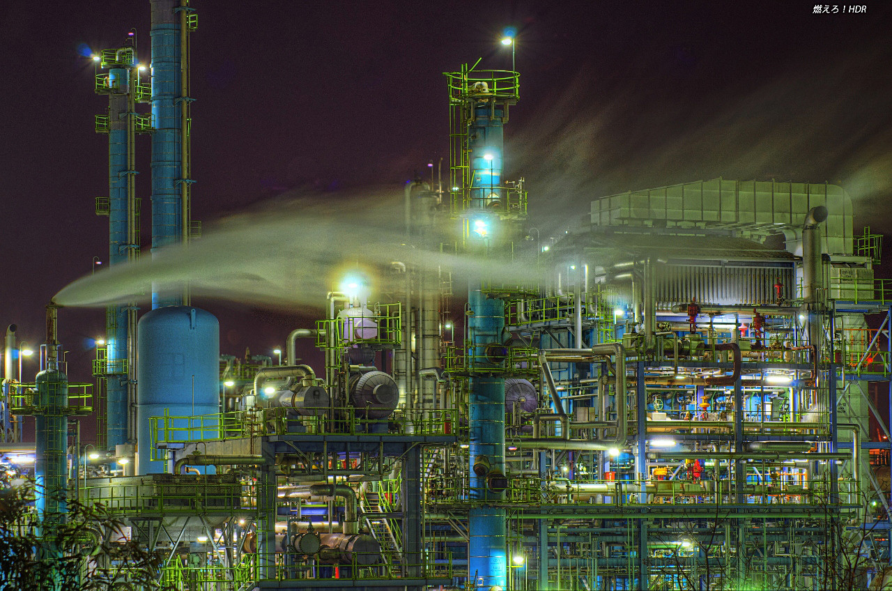 工場夜景 関西堺泉北臨海工業地帯 燃えろ Hdr 工場夜景 関西堺泉北臨海工業地帯 燃えろ Hdr