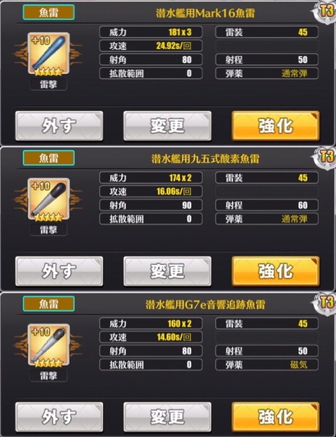 潜水艦魚雷比較