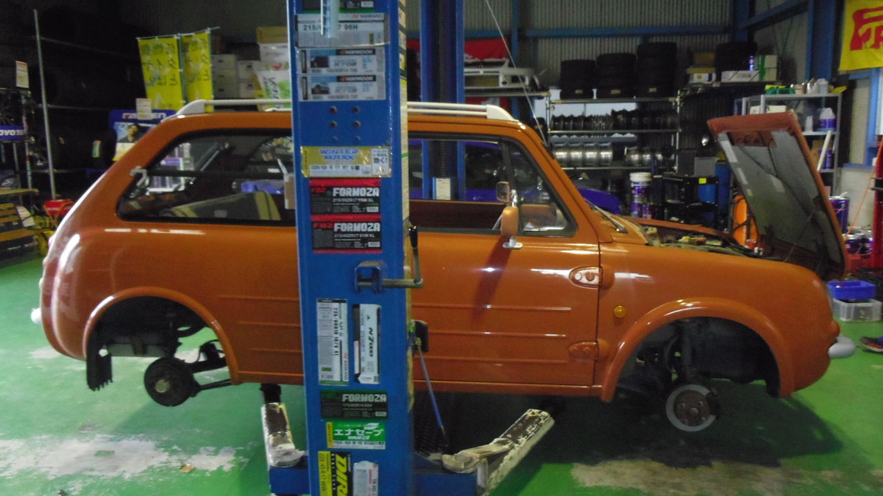 日産 パオ 車検 バッテリー交換 ワコーズエンジンオイル交換など Shaftのブログ 春日井市 タイヤ交換 名古屋市 サス交換 持ち込み 豊山町 愛知県 小牧市 尾張旭市 サスペンション交換 一宮市 愛知県