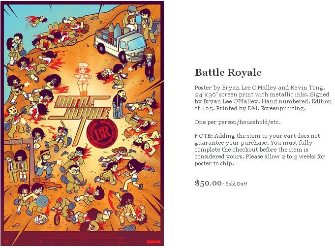 カオスな情報置場 漫画 スコット ピルグリム の作者リー オマリーさんが映画 バトルロワイアル のポスターを描くとこうなる