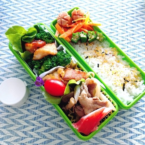 5/7鶏むね肉炒めと豚肉生姜焼きのお弁当 : R’食いしん坊倶楽部