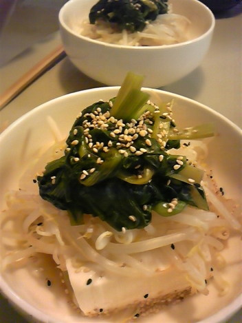 もやし青菜冷や奴