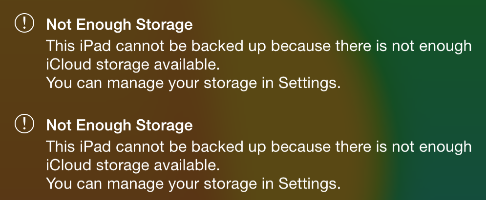 Not Enough Storage