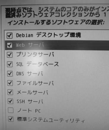 Debian ソフトウェアの選択