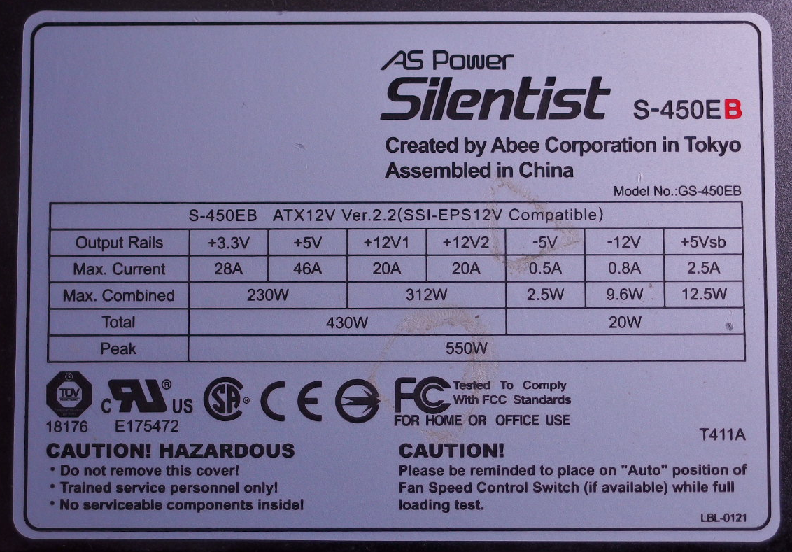 Abee_S-450EB_電源