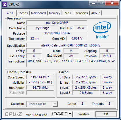 Celeron 1000M 1.80GHz