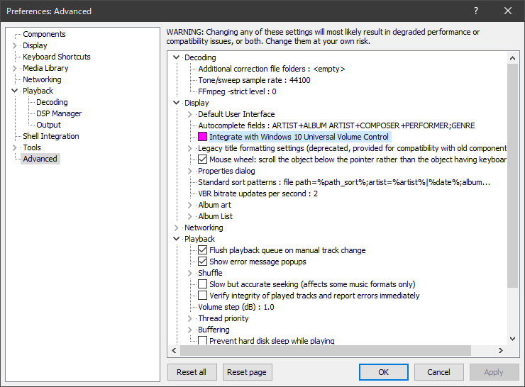 Integrate with Windows10 Universal Volume Control