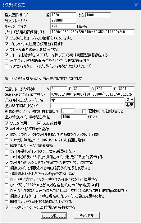 システムの設定_AviUtl_v1.10rc1