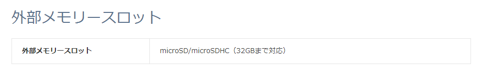 microSD/microSDHC(32GBまで対応)