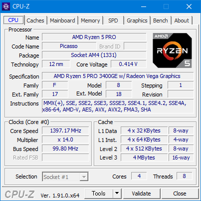 AMD Ryzen 5 Pro 3400GE