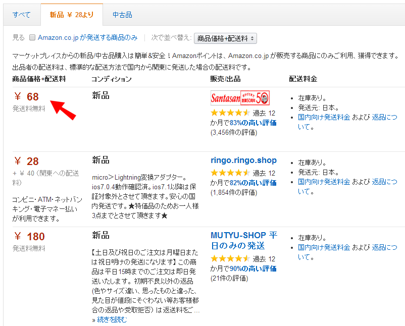 送料込68円の怪し杉流Lightning-MicroUSB変換アダプタ