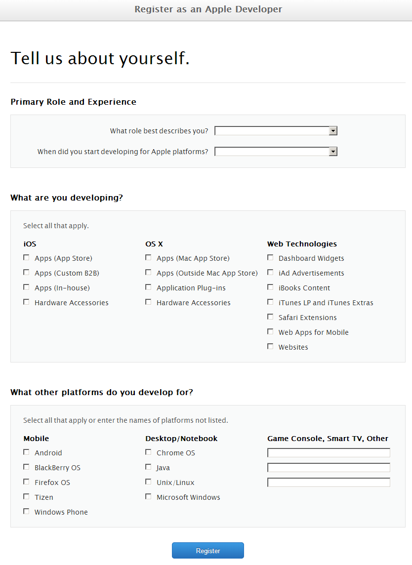 Register as an Apple Developer