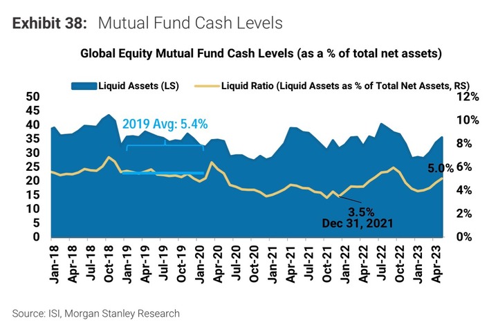 MS mutual fund cash level