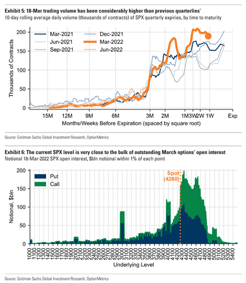 GS option volume and open interest