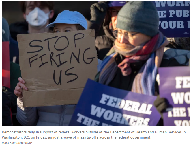 AP demonstrators rally in support of federal workers