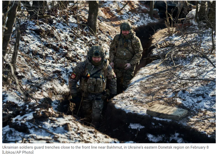 Ukrainian soldiers in trenches