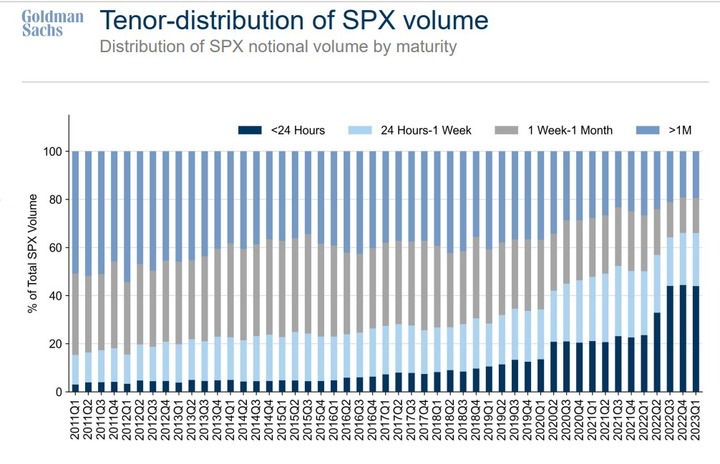 GS option volume by maturity