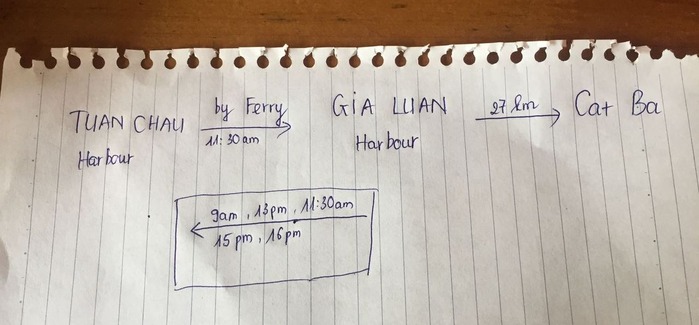 Tuan Chau トゥアンチャウ→Gia Luan ジアルアン→Cat Ba カットバ