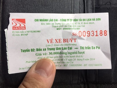 ラオカイ→サパのバスチケット