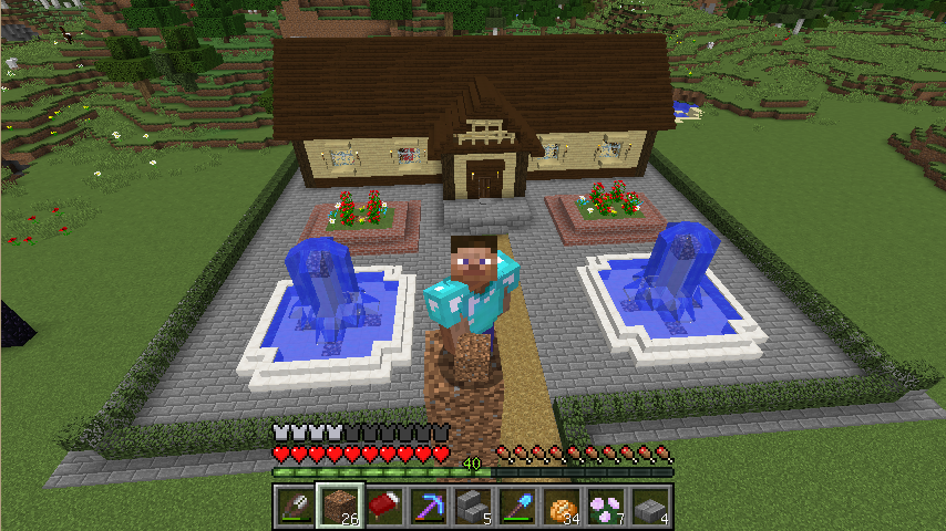 Minecraft 自宅の前に庭を作る 柴いぬの二流建築マインクラフト