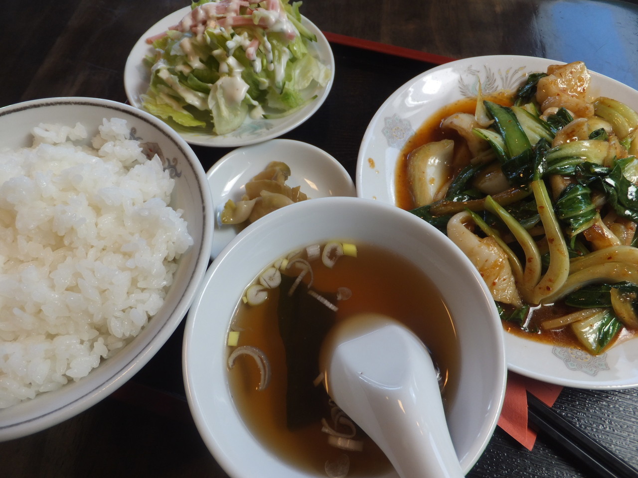 中華料理 とーたる亭 イカと青菜の辛味噌炒め定食 柴ポチダイアリー 中華料理 とーたる亭 イカと青菜の辛味噌炒め定食 柴ポチダイアリー
