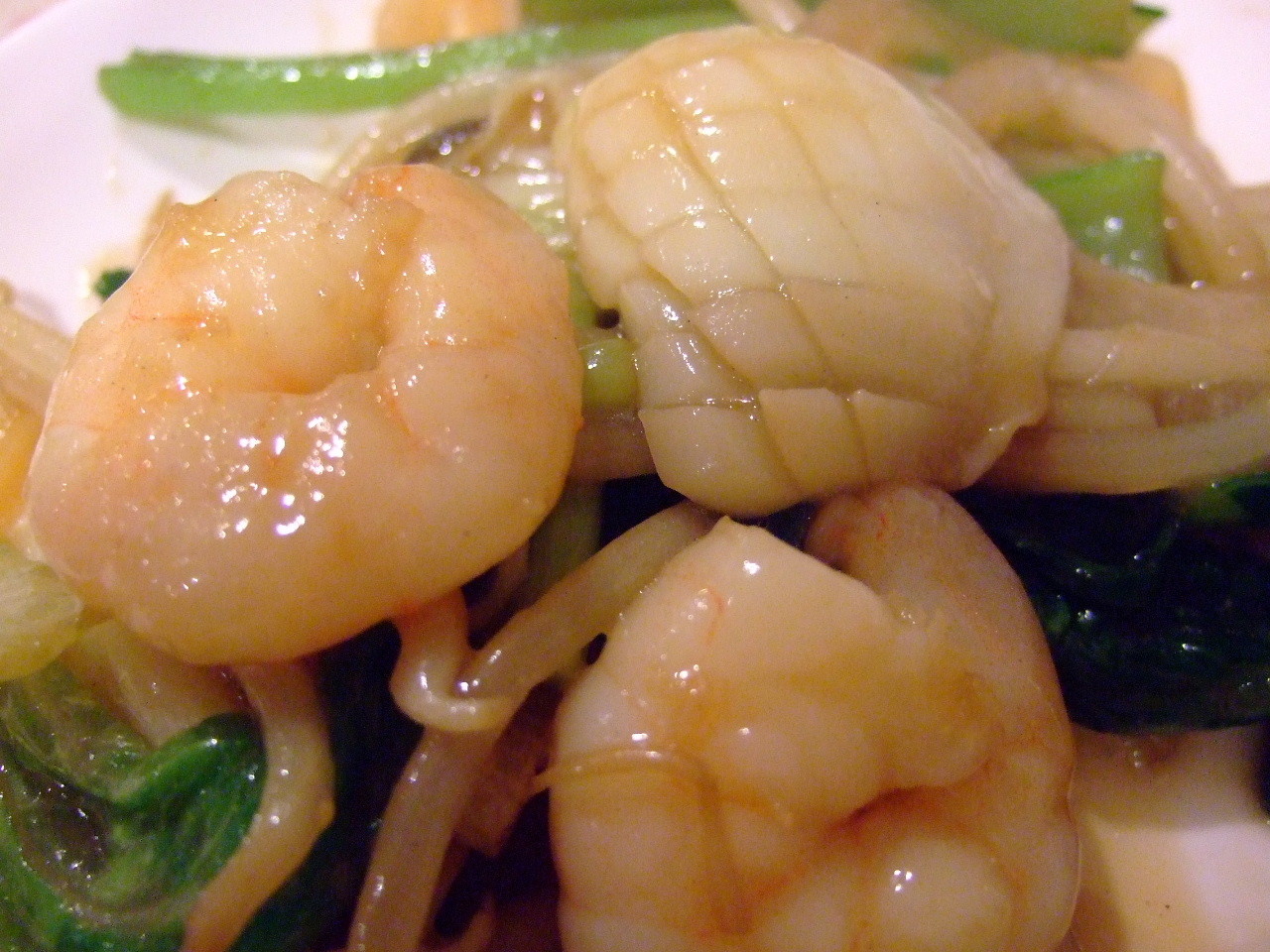 中国料理 皇膳門 ｵｳｾﾞﾝﾓﾝ 芝エビと紋甲イカ 野菜炒め 柴ポチダイアリー