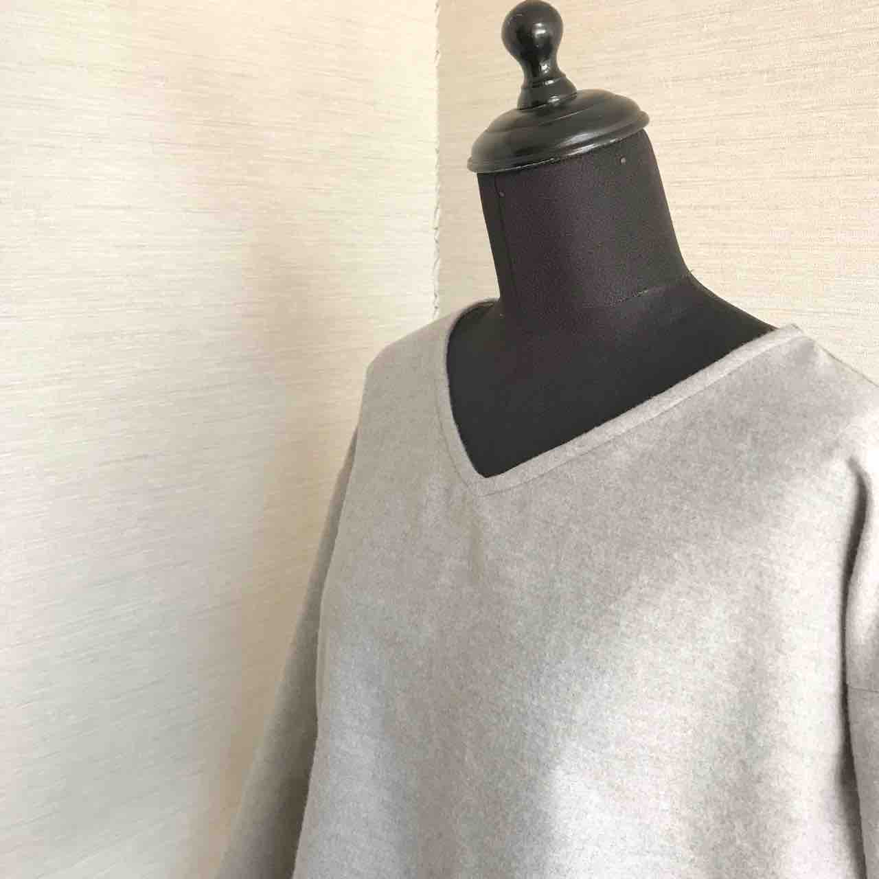 ☆C&S フランネルラパンにどんぐりの刺繍〈杢グレーにサンドベージュ 