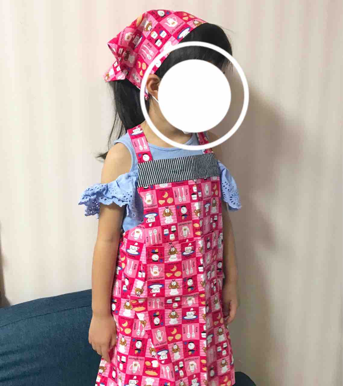 ラ スーラさんのパターンで 幼児用エプロン 三角巾セット Pui Pui Pui