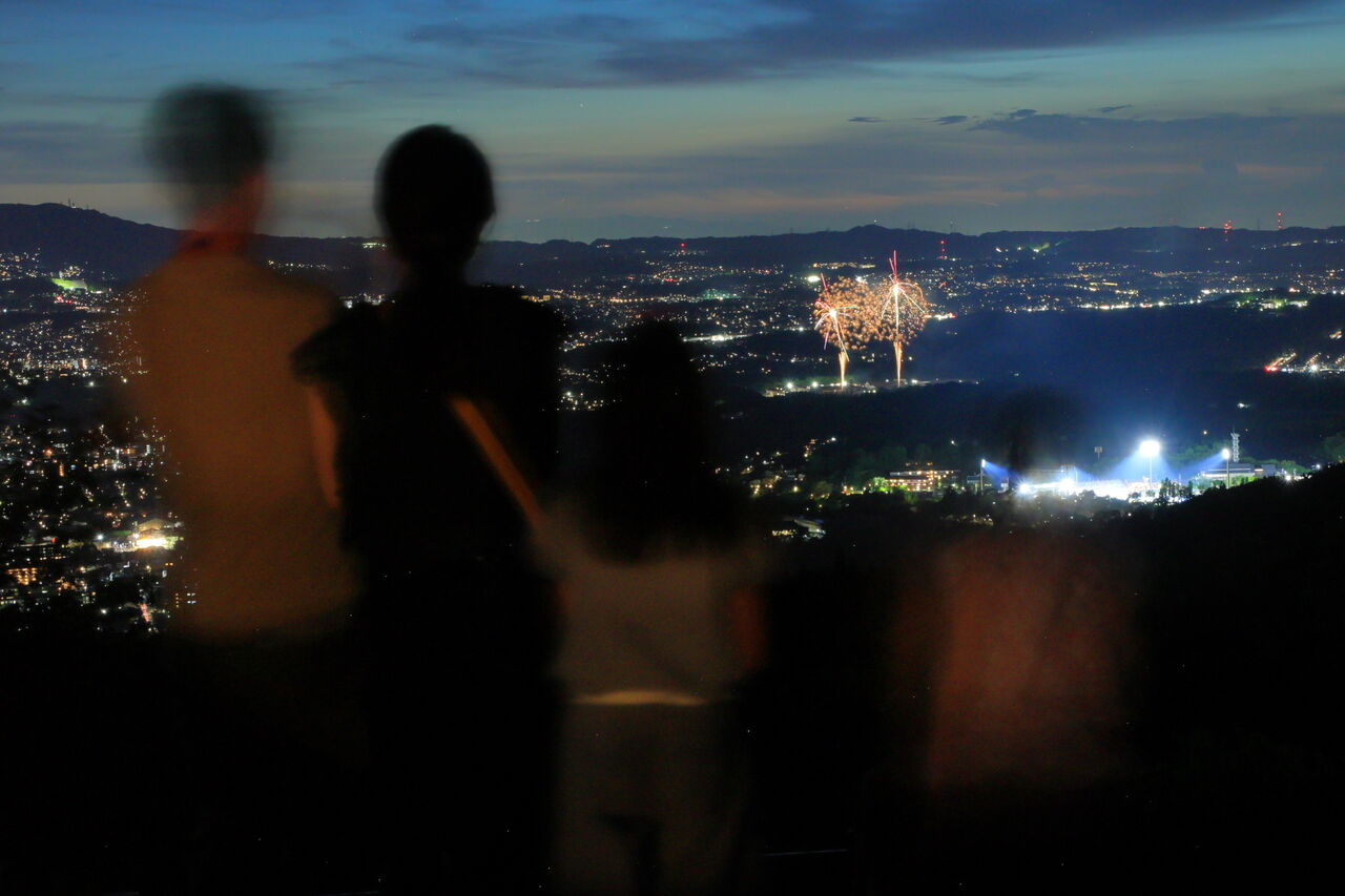 若草山の夜景と自衛隊の花火 : 四季に恋して けいさんの写真日誌